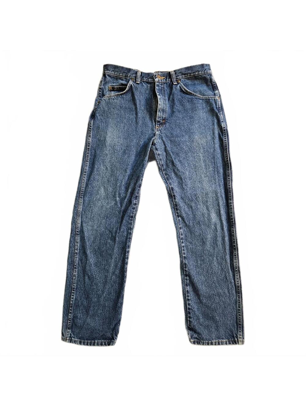Classic Blue Denim Jeans with Straight Leg Fit 34x30